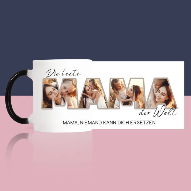 Buchstaben-Collage: Beste Mama Der Welt Fotos - Tasse