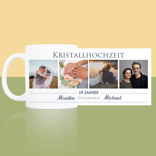 Fotocollage: 15 Jahre Zusammen - Tasse