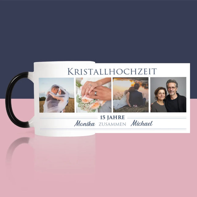 Fotocollage: 15 Jahre Zusammen - Tasse