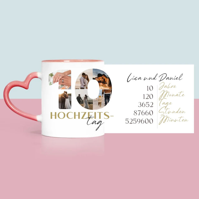 Buchstaben-Collage: 10. Hochzeitstag - Tasse