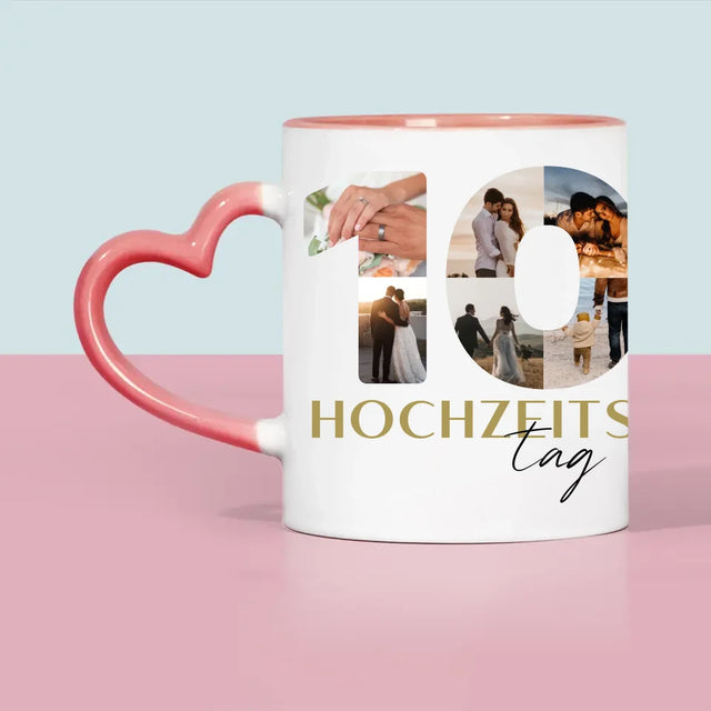 Buchstaben-Collage: 10. Hochzeitstag - Tasse