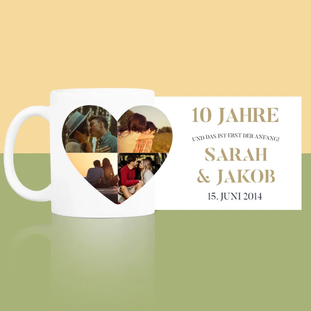 Form-Collage: Jahrestag Herz - Tasse