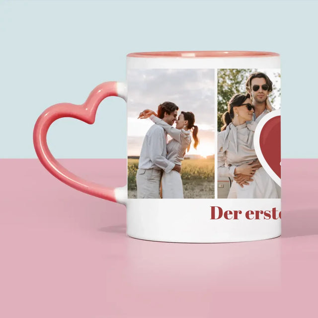 Fotocollage: Erster Hochzeitstag Herz - Tasse