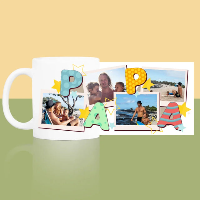 Fotocollage: Buchstaben Papa - Tasse