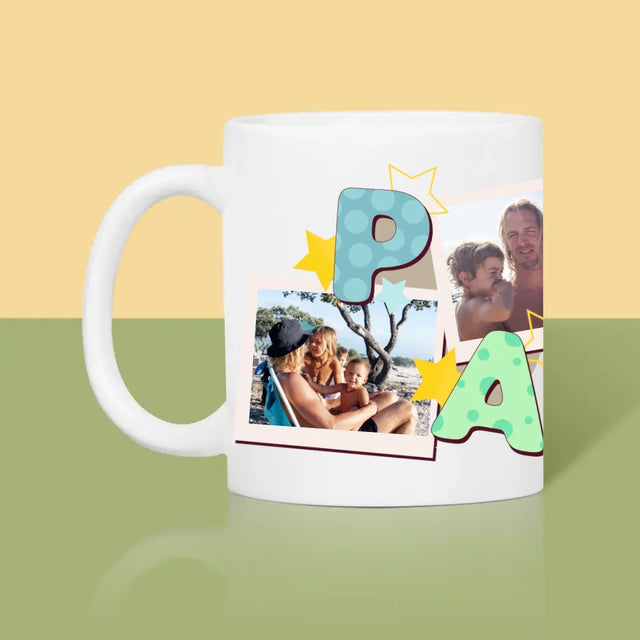 Fotocollage: Buchstaben Papa - Tasse