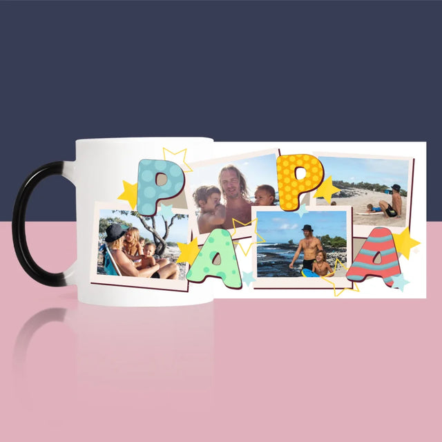 Fotocollage: Buchstaben Papa - Tasse