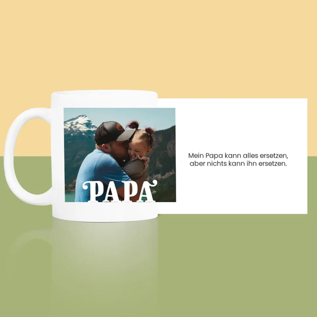 Foto Und Unterschrift: Unersetzlicher Papa Widmung - Tasse