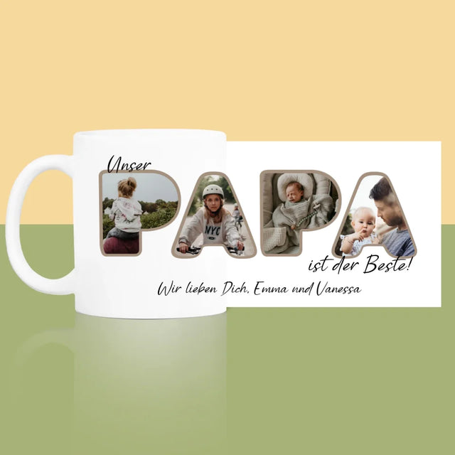 Buchstaben-Collage: Unser Papa Ist Der Beste - Tasse