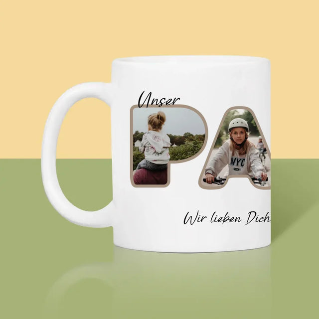 Buchstaben-Collage: Unser Papa Ist Der Beste - Tasse