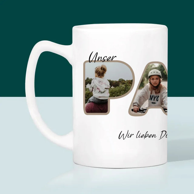 Buchstaben-Collage: Unser Papa Ist Der Beste - Tasse