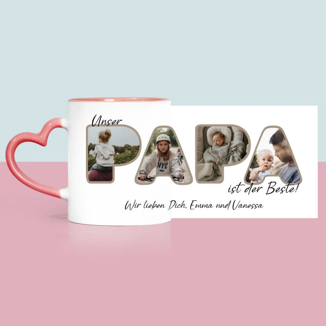 Buchstaben-Collage: Unser Papa Ist Der Beste - Tasse