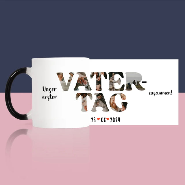 Buchstaben-Collage: Unser Erster Vatertag Zusammen - Tasse