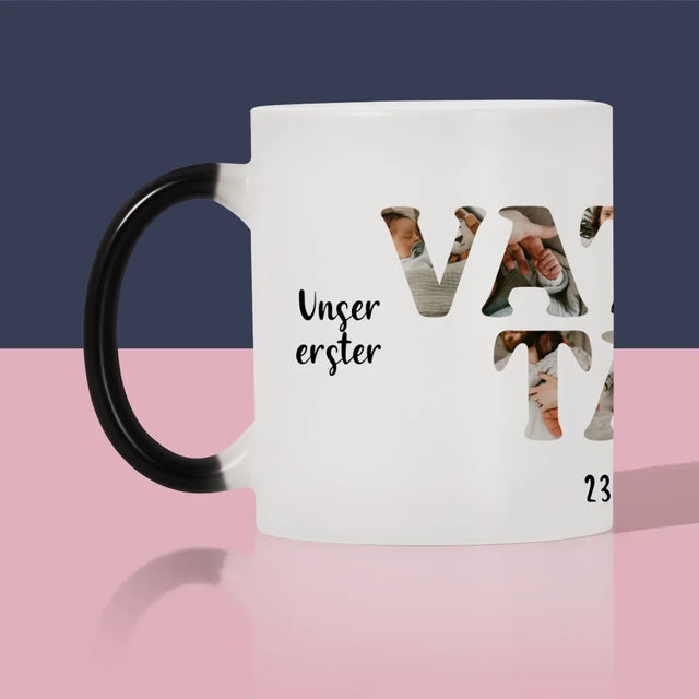 Buchstaben-Collage: Unser Erster Vatertag Zusammen - Tasse