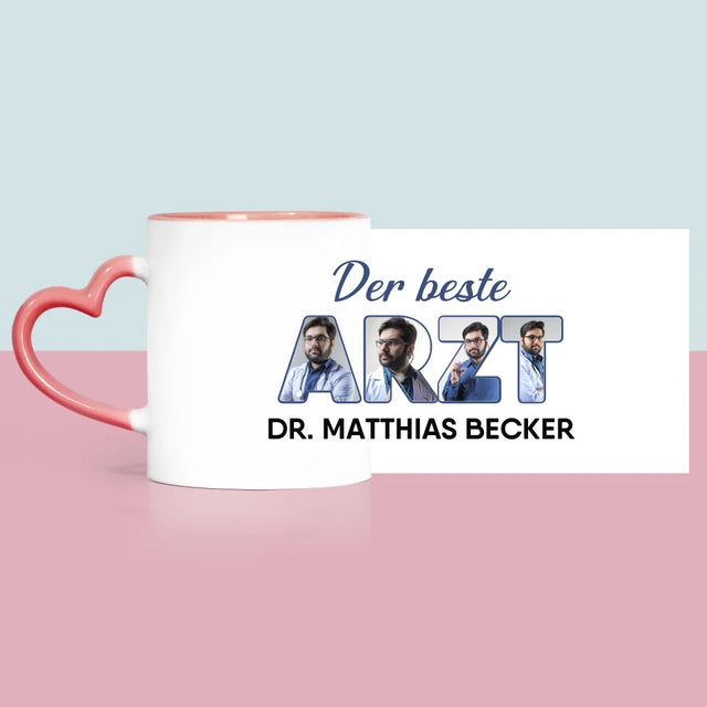 Buchstaben-Collage: Bester Arzt - Tasse