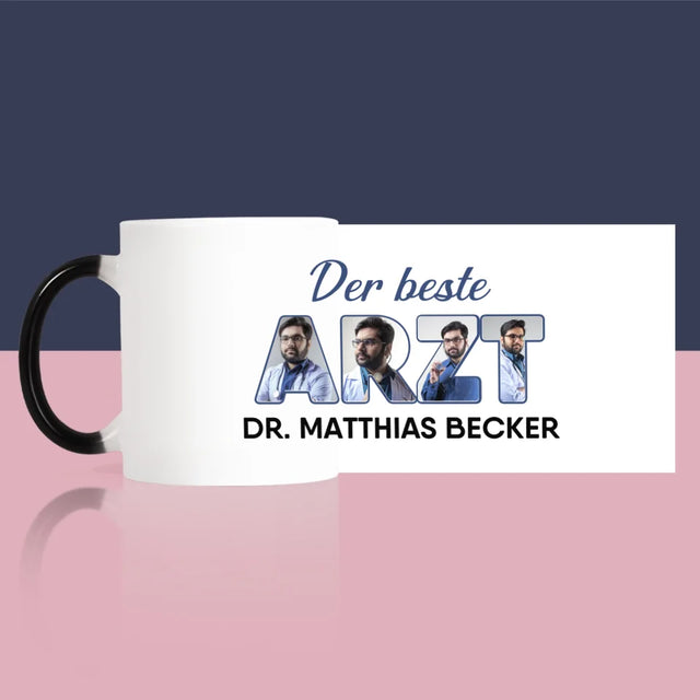 Buchstaben-Collage: Bester Arzt - Tasse