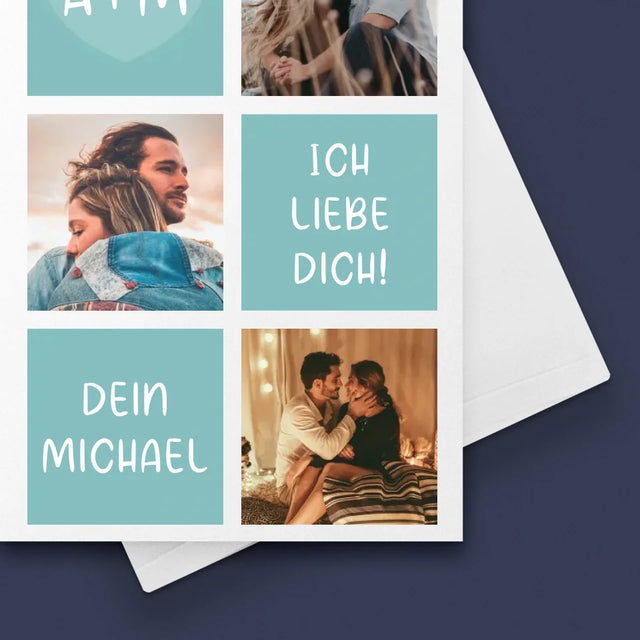 Fotocollage: Ich Liebe Dich Initialen - Glückwunschkarte