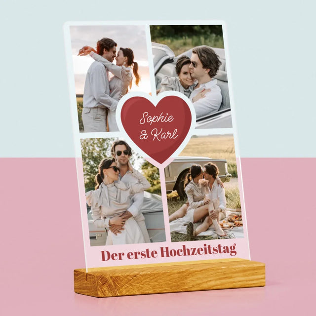 Fotocollage: Erster Hochzeitstag Herz - Druck Auf Acrylglas