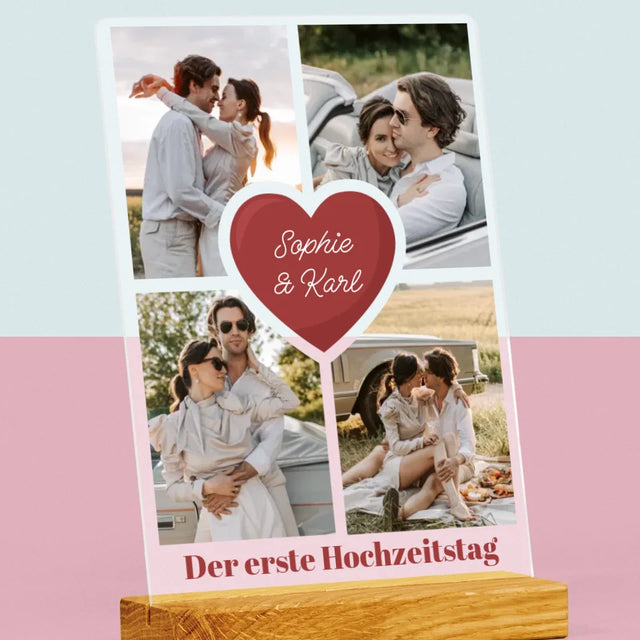 Fotocollage: Erster Hochzeitstag Herz - Druck Auf Acrylglas