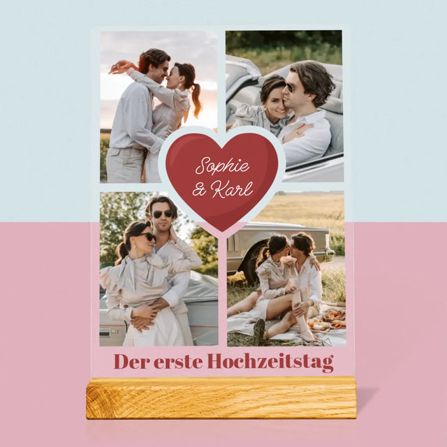 Fotocollage: Erster Hochzeitstag Herz - Druck Auf Acrylglas