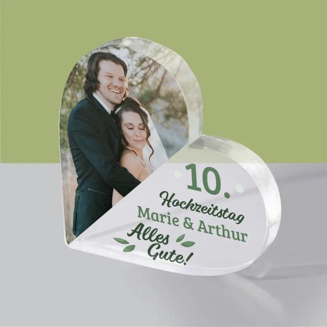 Foto Und Unterschrift: Hochzeitstag Glückwünsche - Acrylblock Herz