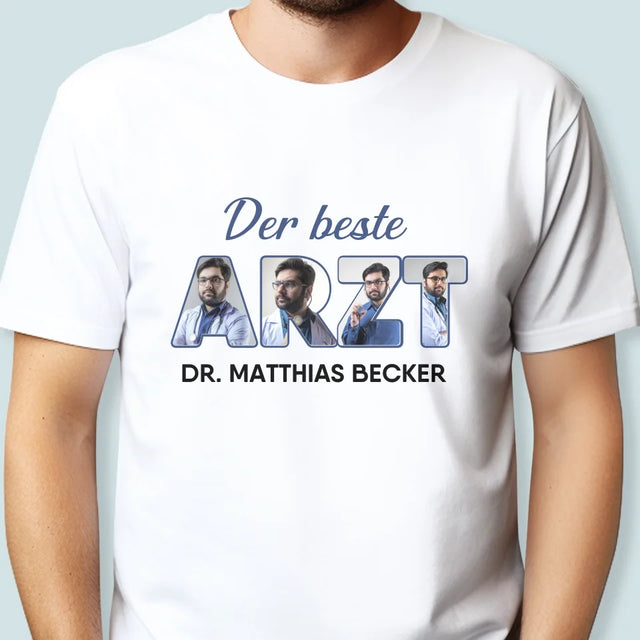 Buchstaben-Collage: Bester Arzt - T-Shirt Für Herren