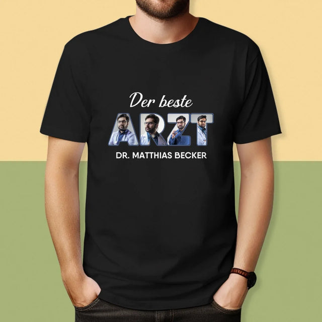 Buchstaben-Collage: Bester Arzt - T-Shirt Für Herren