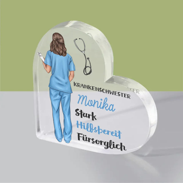 Avatar Creator: Krankenschwester Eigenschaften - Acrylblock Herz