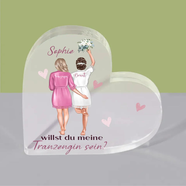 Avatar Creator: Willst Du Meine Trauzeugin Sein? - Acrylblock Herz