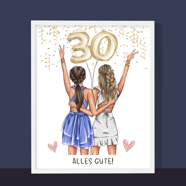 Avatar Creator: Freundinnen 30. Geburtstag - Druck Mit Rahmen 30X40