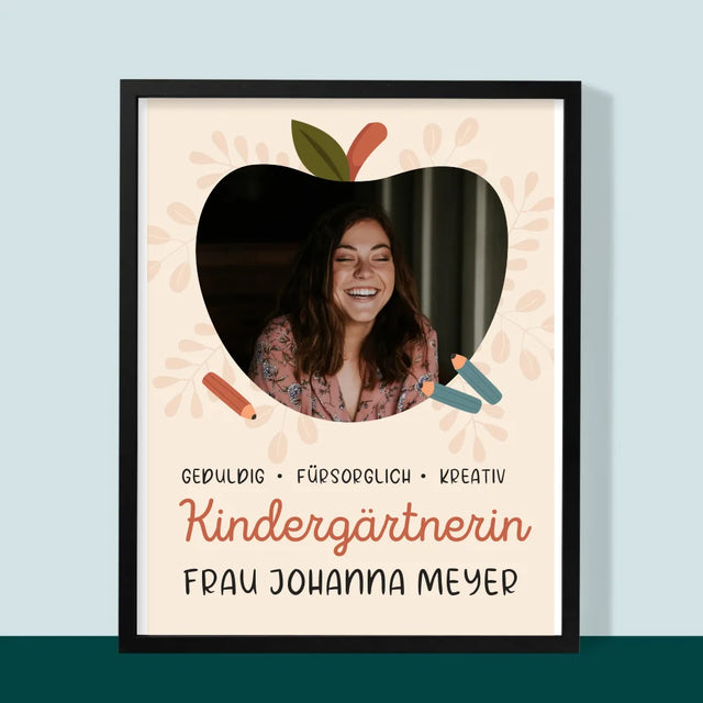 Foto Und Unterschrift: Kindergärtnerin - Druck Mit Rahmen 30X40