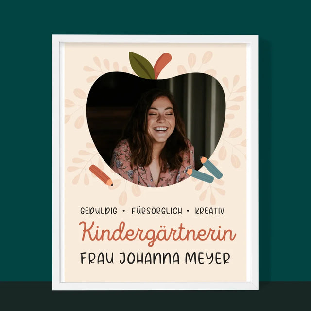 Foto Und Unterschrift: Kindergärtnerin - Druck Mit Rahmen 30X40