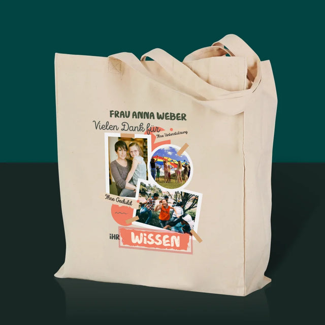 Fotocollage: Vielen Dank Für Ihr Wissen - Stofftasche