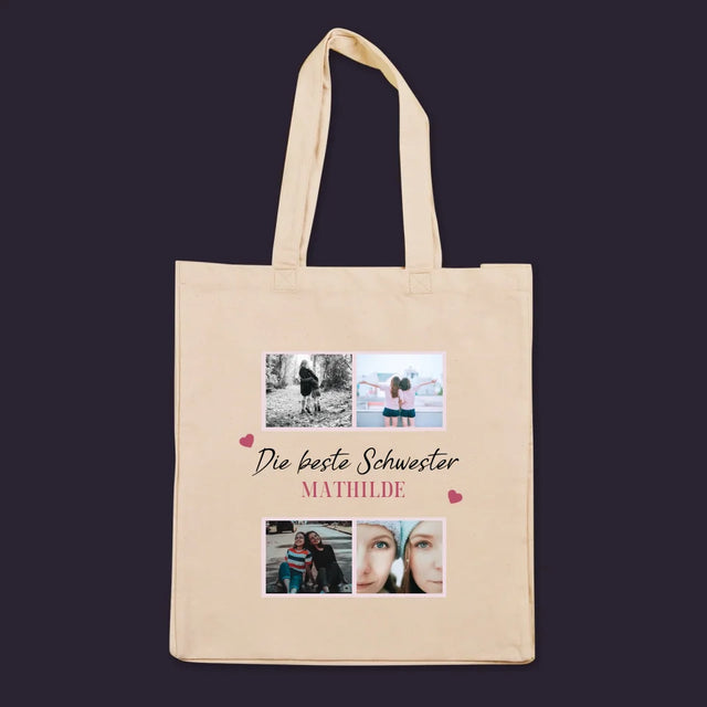 Fotocollage: Beste Schwester Der Welt - Stofftasche