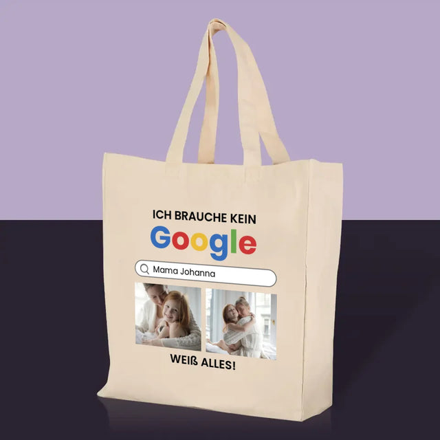 Fotocollage: Ich Brauche Kein Google - Stofftasche