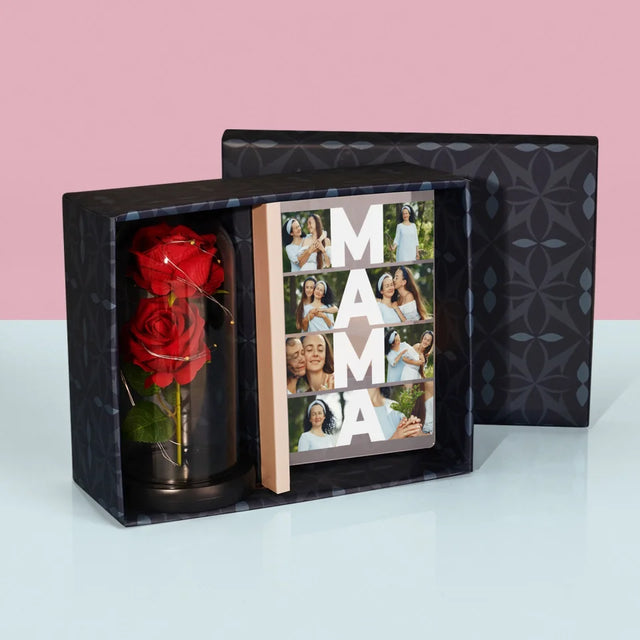 Fotocollage: Mama Collage - Geschenkset Mit Druck Auf Acrylglas Und Ewiger Rose