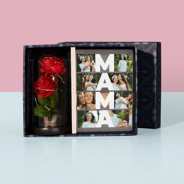 Fotocollage: Mama Collage - Geschenkset Mit Druck Auf Acrylglas Und Ewiger Rose