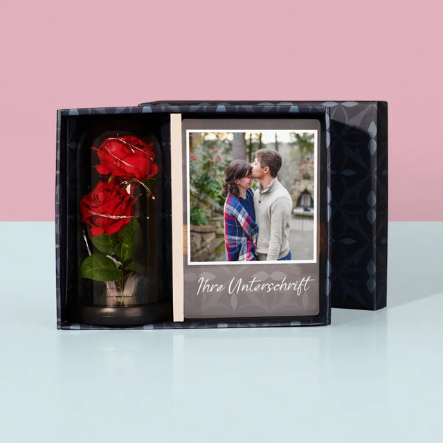 Foto Und Unterschrift: Foto Und Unterschrift - Geschenkset Mit Druck Auf Acrylglas Und Ewiger Rose