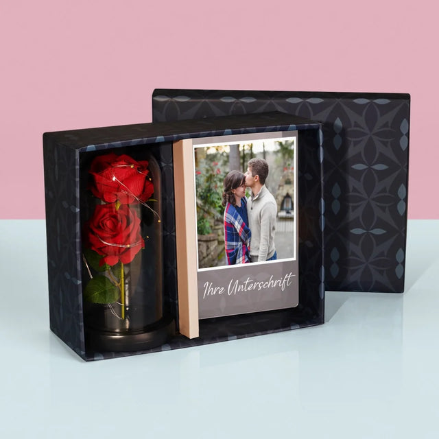 Foto Und Unterschrift: Foto Und Unterschrift - Geschenkset Mit Druck Auf Acrylglas Und Ewiger Rose