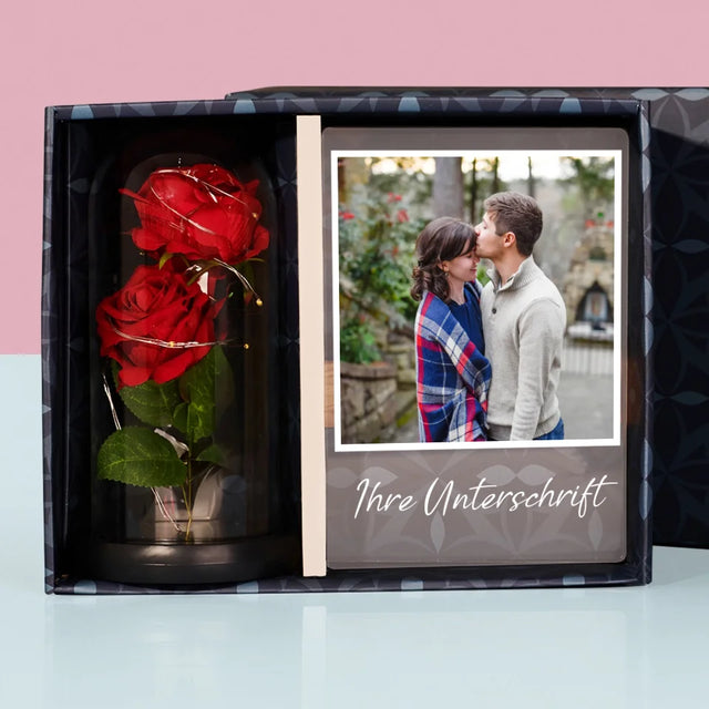 Foto Und Unterschrift: Foto Und Unterschrift - Geschenkset Mit Druck Auf Acrylglas Und Ewiger Rose