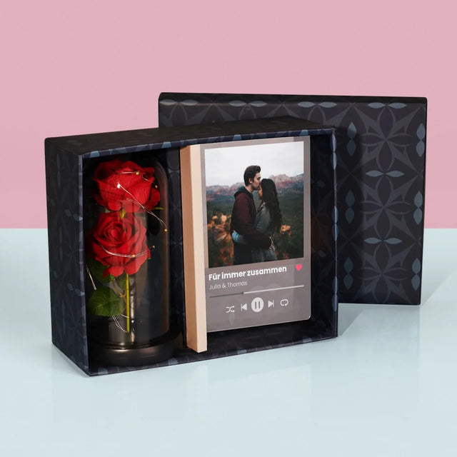 Foto Und Unterschrift: Ihr Foto Spotify - Geschenkset Mit Druck Auf Acrylglas Und Ewiger Rose