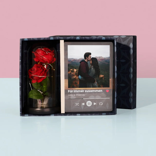 Foto Und Unterschrift: Ihr Foto Spotify - Geschenkset Mit Druck Auf Acrylglas Und Ewiger Rose