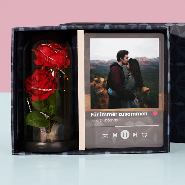 Foto Und Unterschrift: Ihr Foto Spotify - Geschenkset Mit Druck Auf Acrylglas Und Ewiger Rose