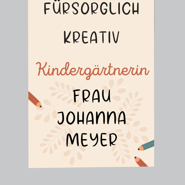 Foto Und Unterschrift: Kindergärtnerin - Kühlschrankmagnet