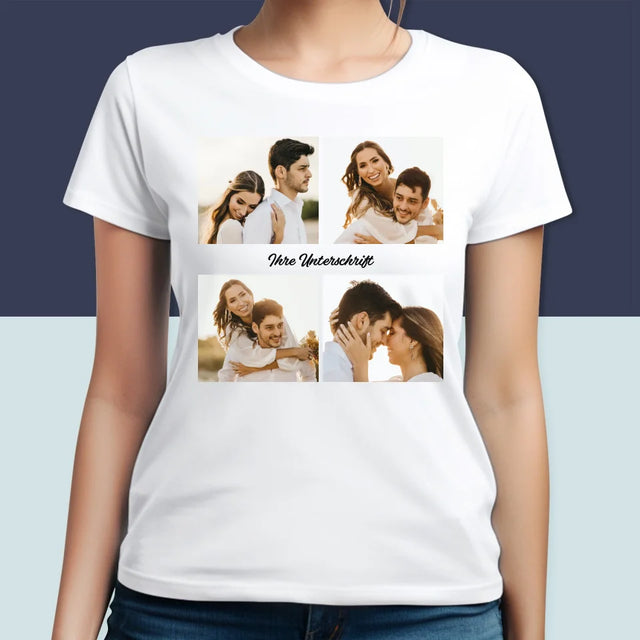 Fotocollage: 4 Fotos Und Unterschrift - T-Shirt Für Damen