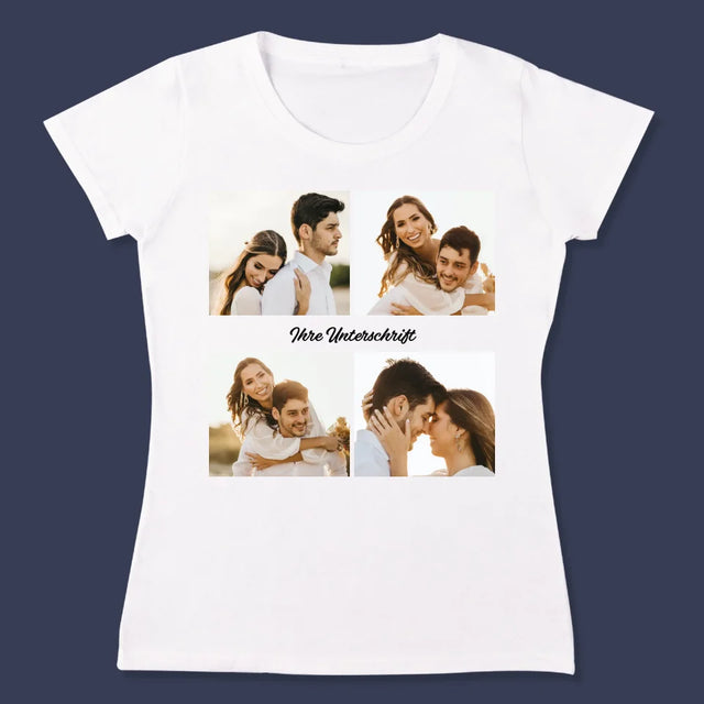 Fotocollage: 4 Fotos Und Unterschrift - T-Shirt Für Damen