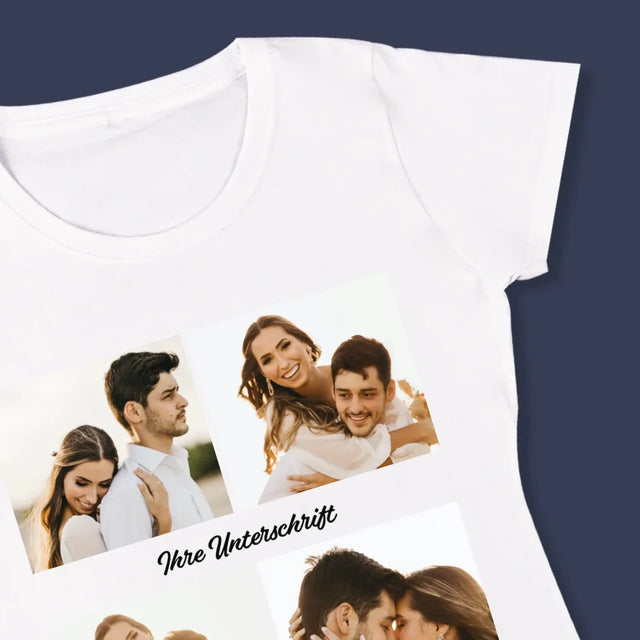 Fotocollage: 4 Fotos Und Unterschrift - T-Shirt Für Damen