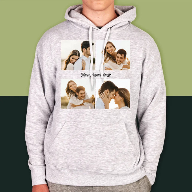 Fotocollage: 4 Fotos Und Unterschrift - Kapuzenpullover Für Herren