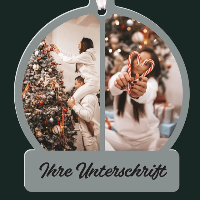 Fotocollage: 2 Fotos Und Unterschrift - Weihnachtskugel Ball