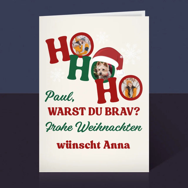 Fotocollage: Ho Ho Ho - Glückwunschkarte