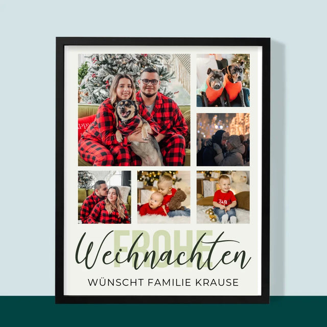 Fotocollage: Frohe Weihnachten - Druck Mit Rahmen 30X40